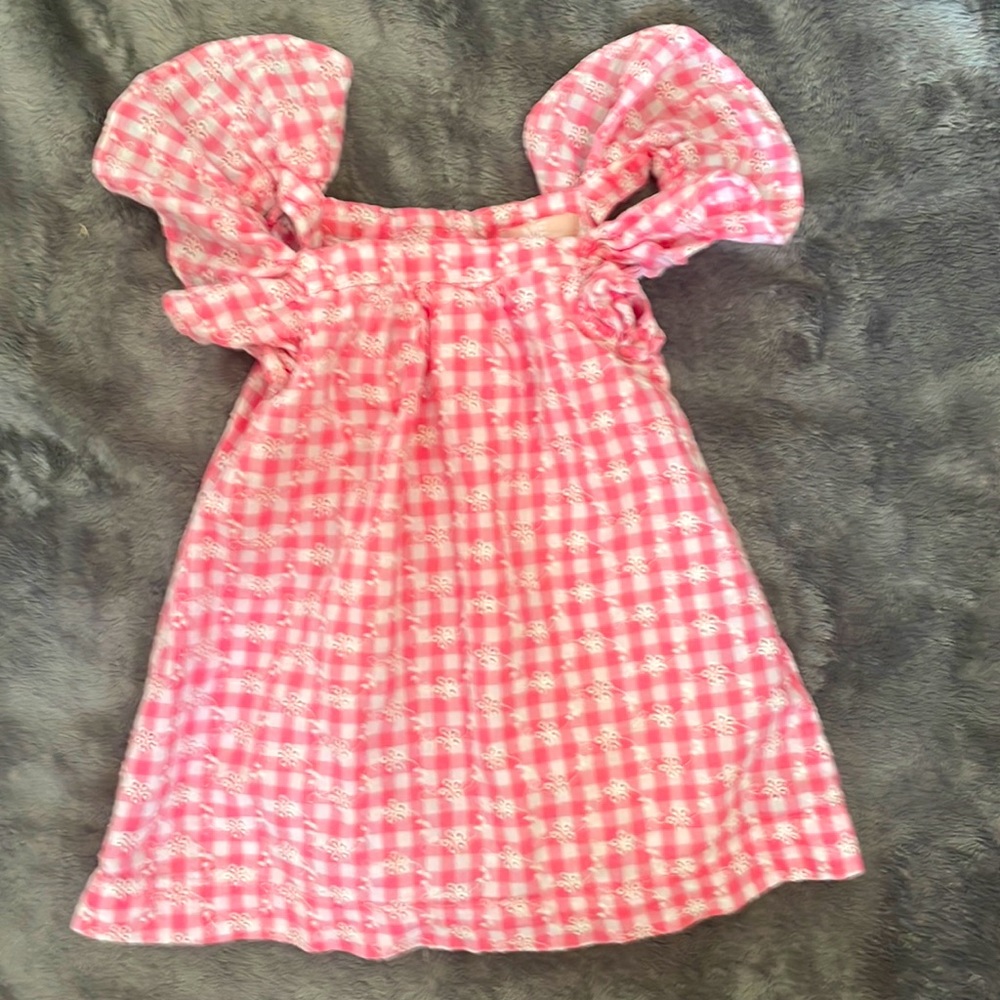Gingham and embroidered pink and white dress 18 months